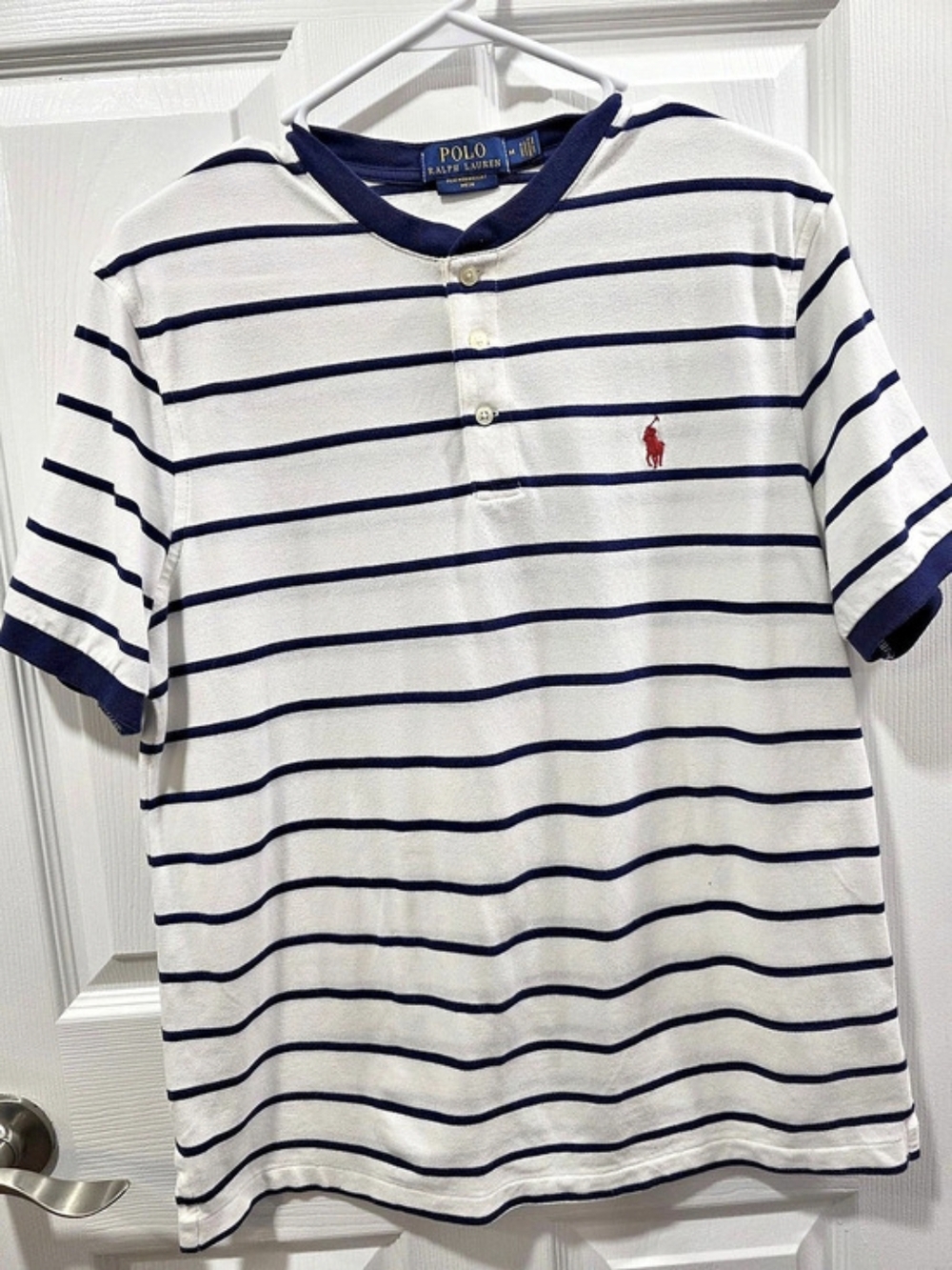 Polo Ralph Lauren Short-Sleeve Striped Cotton Jersey Henley Shirt
